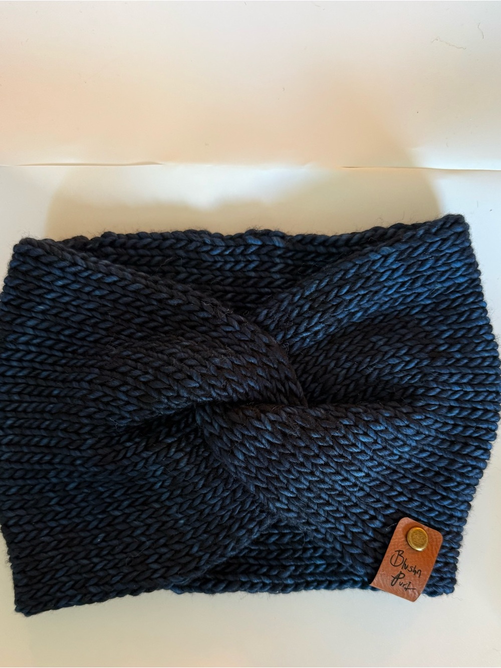 Navy Knit Twist Headband